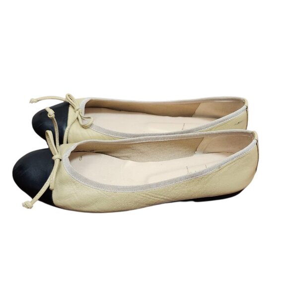 French Sole fs/ny Camille Cap Toe Leather Flats In Beige/Black - Size 8.5 - Picture 5 of 12